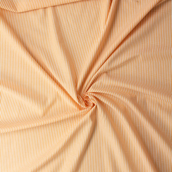 Orange and White Chambray Stripe Cotton Shirting #31520 Fabric By The Yard - Wide shot