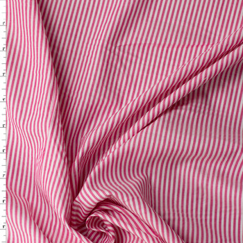 Hot Pink and White Chambray Stripe Cotton Shirting #31522 Fabric By The Yard