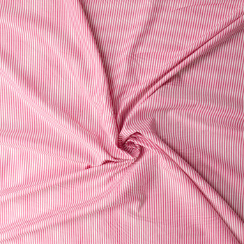 Hot Pink and White Chambray Stripe Cotton Shirting #31522 Fabric By The Yard - Wide shot