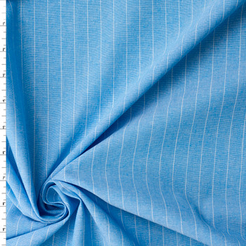 Bright Sky Blue Pinstripe Chambray Cotton Shirting #31525 Fabric By The Yard