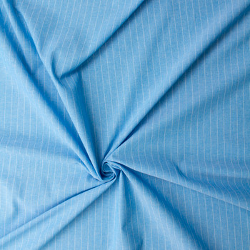 Bright Sky Blue Pinstripe Chambray Cotton Shirting #31525 Fabric By The Yard - Wide shot