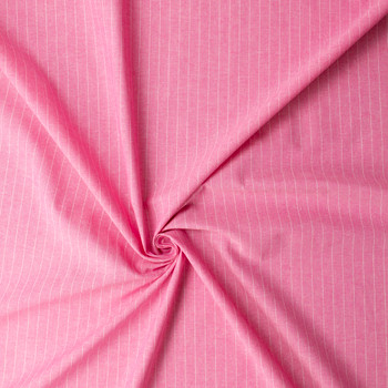 Pink Pinstripe Chambray Cotton Shirting #31526 Fabric By The Yard - Wide shot