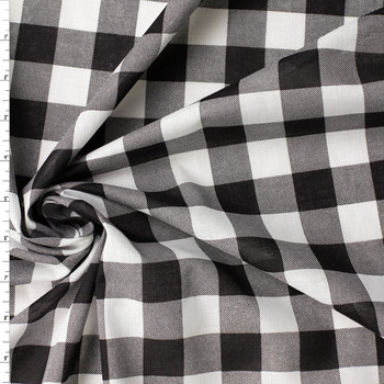 Black and White 1” Gingham Print Cotton Lawn #31542 Fabric By The Yard