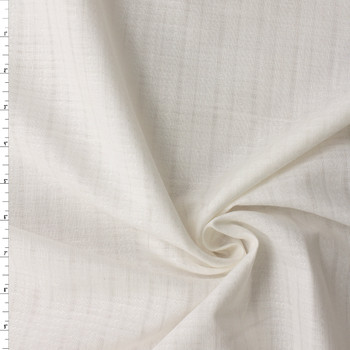 White Vertical Striped Embroidered Linen #31600 Fabric By The Yard