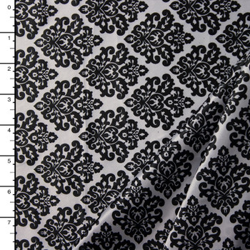 Black and White Damask Charmeuse Satin Print