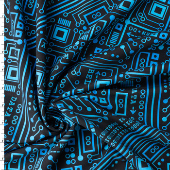 Midnight Circuit Stretch Cotton Jersey Knit Print #31671 Fabric By The Yard