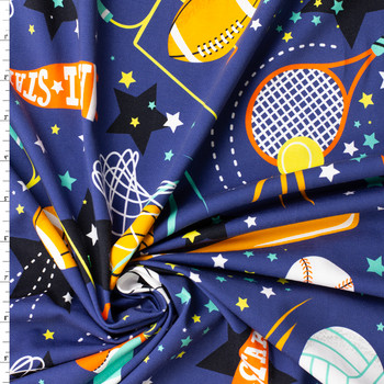 All-Star Night Stretch Cotton Jersey Knit Print #31672 Fabric By The Yard
