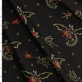 Midnight Dragons Cotton Jersey Knit Print #31675 Fabric By The Yard