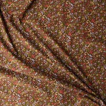 Multi Mini Floral on Chocolate Japanese Pinwale Corduroy from Hokkoh #31743 Fabric By The Yard - Wide shot
