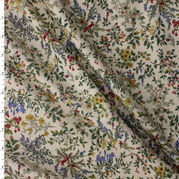 Flowering Branches on Ivory Japanese Pinwale Corduroy from Hokkoh #31744 Fabric By The Yard