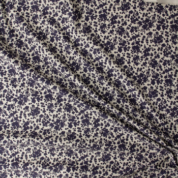 Charcoal on Ivory Floral Vines Japanese Pinwale Corduroy from Hokkoh #31745 Fabric By The Yard - Wide shot