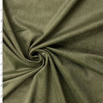 Olive Italian Designer 14 Wale Corduroy #31763 Fabric By The Yard