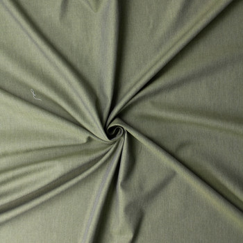 Olive Green Italian Designer Cotton Herringbone #31783 Fabric By The Yard - Wide shot
