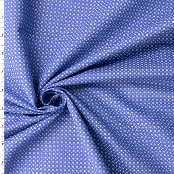 Mini Floral on Denim Blue Italian Designer Midweight Cotton Poplin #31799 Fabric By The Yard