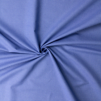 Mini Floral on Denim Blue Italian Designer Midweight Cotton Poplin #31799 Fabric By The Yard - Wide shot