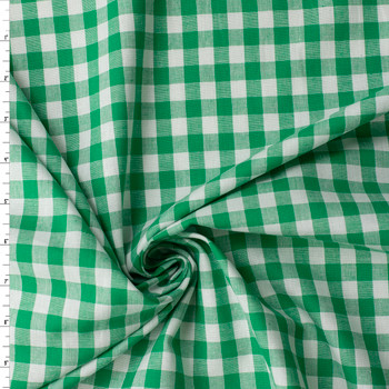 Lime and White Gingham Italian Designer Cotton Oxford #31800 Fabric By The Yard