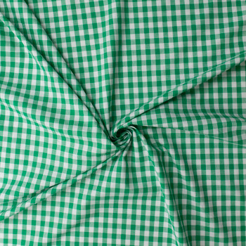 Lime and White Gingham Italian Designer Cotton Oxford #31800 Fabric By The Yard - Wide shot