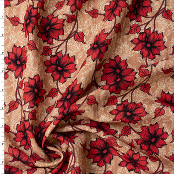 Autumn Bloom Vines Italian Designer Cotton Gauze #31804 Fabric By The Yard