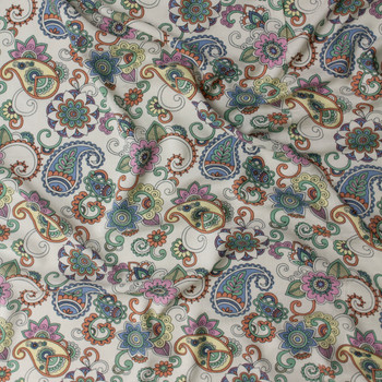 Sea Glass Paisley Rayon Challis #31811 Fabric By The Yard - Wide shot