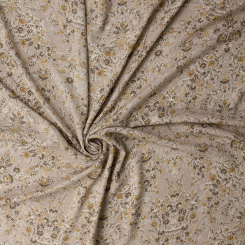 Sand Vintage Floral Rayon Gauze #31814 Fabric By The Yard - Wide shot