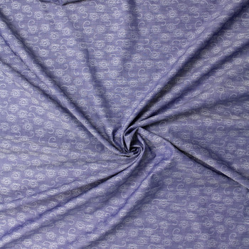 Fun Floral Italian Designer Jacquard Chambray #31844 Fabric By The Yard - Wide shot