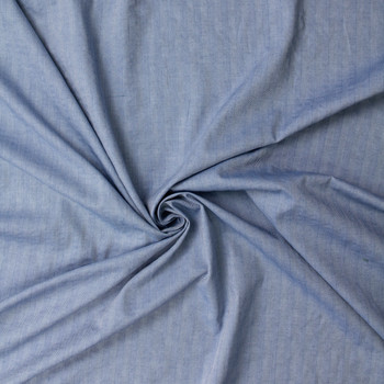 Light Blue Vertical Stripe Italian Designer Jacquard Chambray #31848 Fabric By The Yard - Wide shot