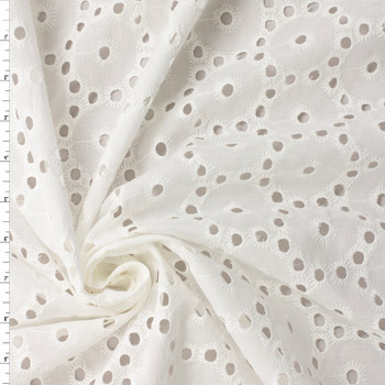 White on White Medallions Italian Designer Cotton Eyelet #31856 Fabric By The Yard