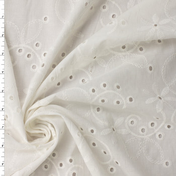 Offwhite on Offwhite Scrollwork Italian Designer Cotton Eyelet #31857 Fabric By The Yard