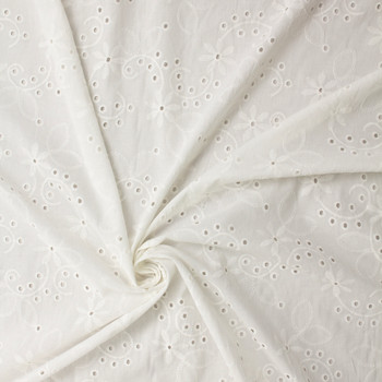Offwhite on Offwhite Scrollwork Italian Designer Cotton Eyelet #31857 Fabric By The Yard - Wide shot