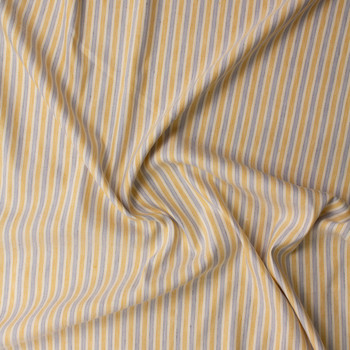 Light Blue and Orange Vertical Stripe Marabella Stretch Linen/Viscose #31931 Fabric By The Yard - Wide shot