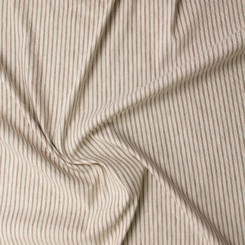 Taupe and Offwhite Vertical Stripe Marabella Stretch Linen/Viscose #31933 Fabric By The Yard - Wide shot
