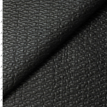 Black and Black Zig Zag Quilted Vinyl #31953 Fabric By The Yard
