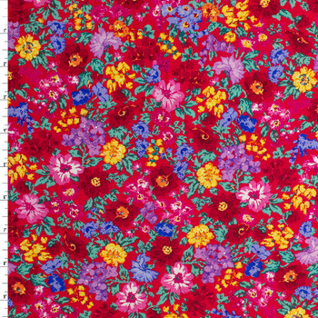 Red Flora Quilter’s Cotton from Timeless Treasures #31996 Fabric By The Yard