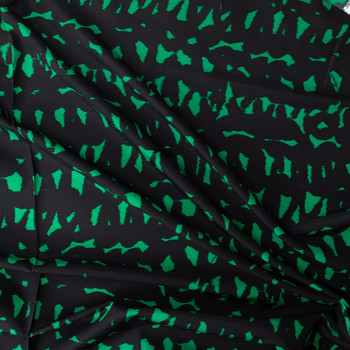 Green and Black Abstract Ikat Grid Faille from Milly #32018 Fabric By The Yard - Wide shot