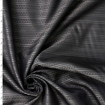 Gunmetal Black Geo Stripe Designer Cupro Lining #32042 Fabric By The Yard