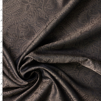Black Taupe Paisley Designer Cupro Lining #32050 Fabric By The Yard
