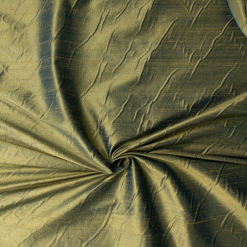 Gold and Teal Two Tone Silk Dupioni #32070 Fabric By The Yard - Wide shot