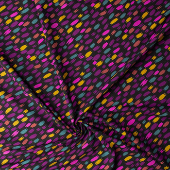 Midnight Ikat Petals Stretch Cotton Jersey Knit #32088 Fabric By The Yard - Wide shot