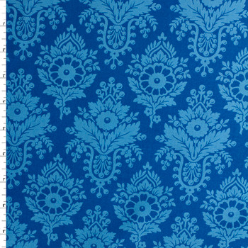 Full Bloom Blue Lulu Cotton Woven from FIGO #32115 Fabric By The Yard