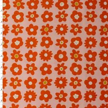 Joyful June Orange Blooms Cotton Woven from FIGO #32121 Fabric By The Yard