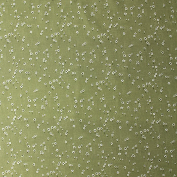 Humblebee Green Daisies Recycled Cotton Recycled Cotton Woven from FIGO #32128 Fabric By The Yard - Wide shot