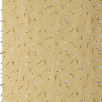 Humblebee Yellow Tossed Floral Recycled Cotton Recycled Cotton Woven from FIGO #32129 Fabric By The Yard