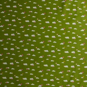 Joyful June Green Clouds Cotton Woven from FIGO #32134 Fabric By The Yard - Wide shot