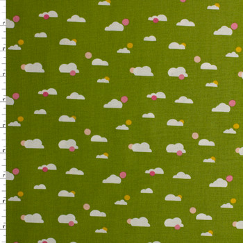 Joyful June Green Clouds Cotton Woven from FIGO #32134 Fabric By The Yard