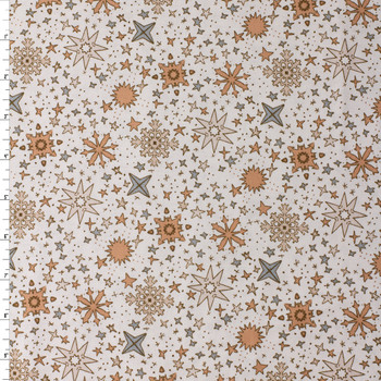 Cozy Cubs Cream Snowflakes Cotton Woven from FIGO #32138 Fabric By The Yard
