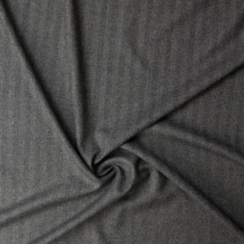 Charcoal Herringbone Brushed Wool Suiting #32165 Fabric By The Yard - Wide shot