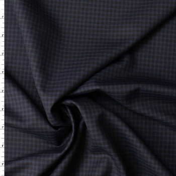 Black and Blue Shadow Gingham Designer Wool Suiting #32168 Fabric By The Yard