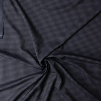 Black and Blue Shadow Gingham Designer Wool Suiting #32168 Fabric By The Yard - Wide shot