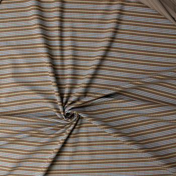 Brown and Sky Blue Horizontal Stripe Ribbed Nylon/Spandex from Frankies Bikinis #32177 Fabric By The Yard - Wide shot