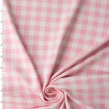 Pink and White Gingham Nylon/Spandex Double Knit from ‘Frankies Bikinis' #32179 Fabric By The Yard
